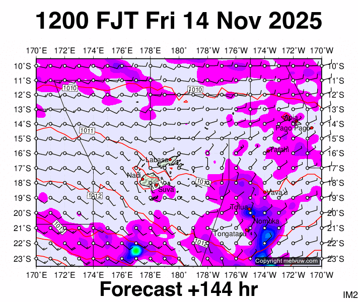 Fiji forecast chart for Friday, November 14th, 2025 at 12:00 AM