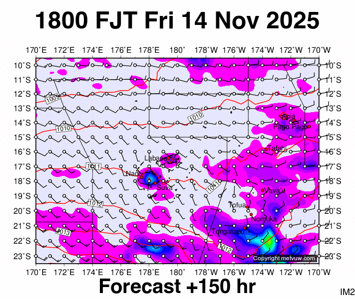 Fiji forecast chart for Friday, November 14th, 2025 at 6:00 AM