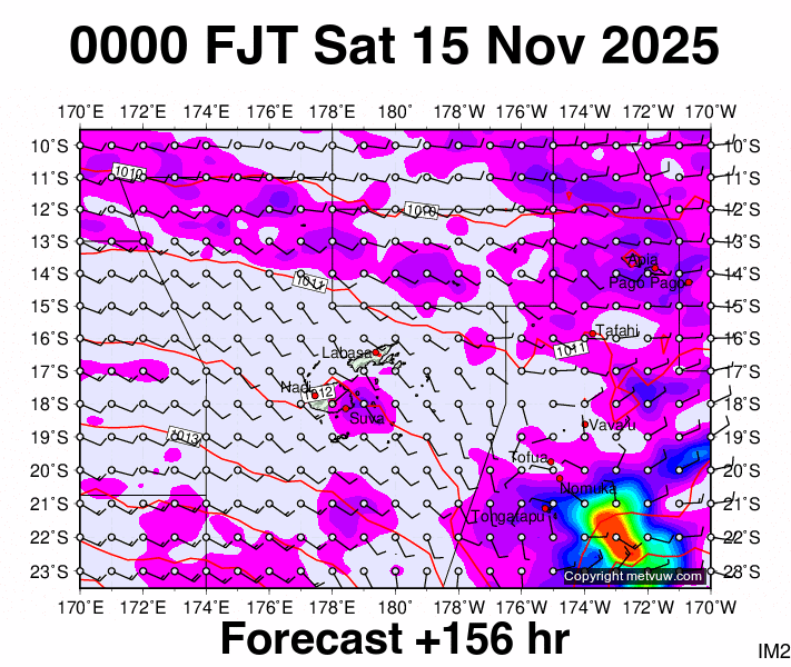 Fiji forecast chart for Friday, November 14th, 2025 at 12:00 PM