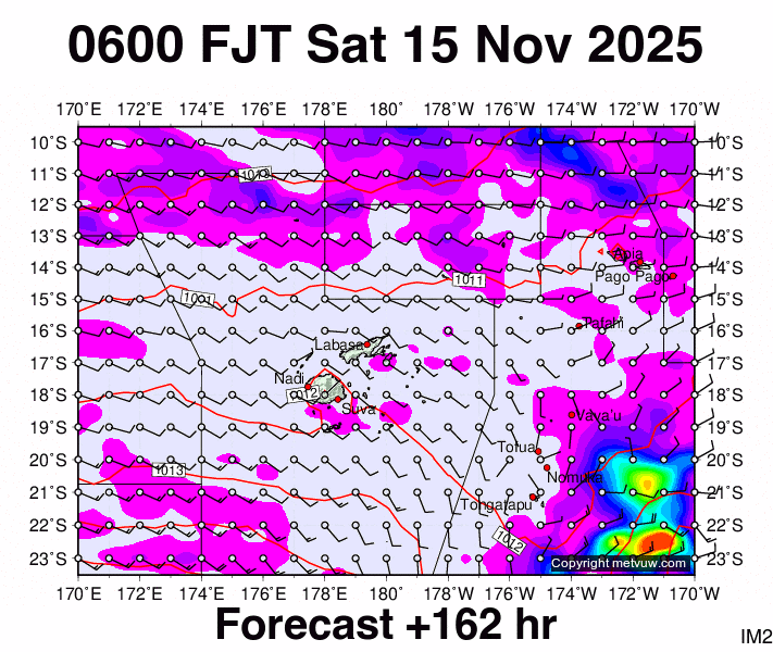 Fiji forecast chart for Friday, November 14th, 2025 at 6:00 PM