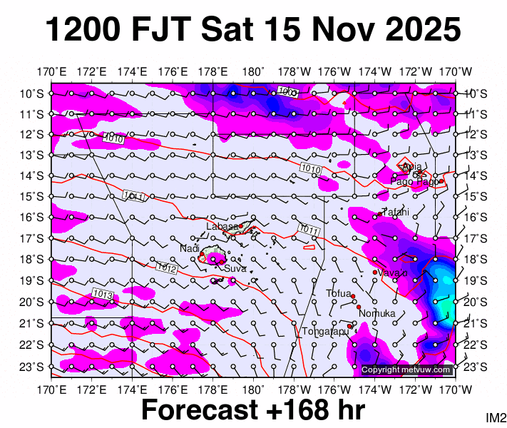 Fiji forecast chart for Saturday, November 15th, 2025 at 12:00 AM