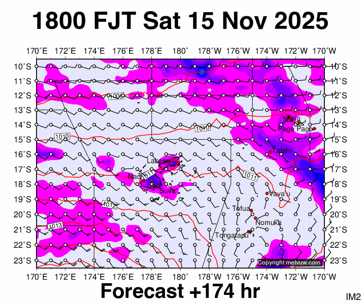 Fiji forecast chart for Saturday, November 15th, 2025 at 6:00 AM