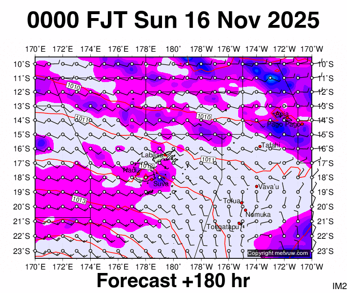 Fiji forecast chart for Saturday, November 15th, 2025 at 12:00 PM
