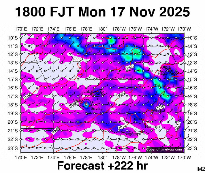 Fiji forecast chart for Monday, November 17th, 2025 at 6:00 AM