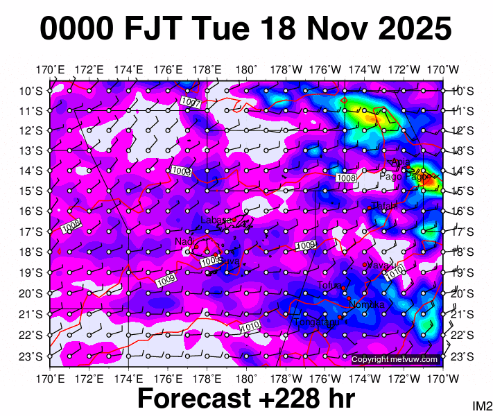 Fiji forecast chart for Monday, November 17th, 2025 at 12:00 PM