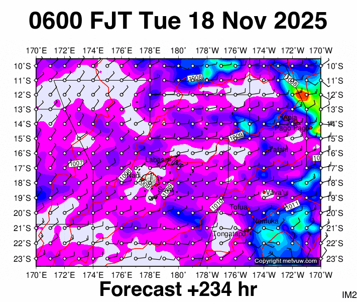 Fiji forecast chart for Monday, November 17th, 2025 at 6:00 PM