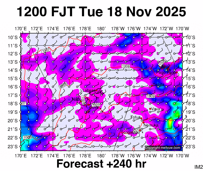 Fiji forecast chart for Tuesday, November 18th, 2025 at 12:00 AM