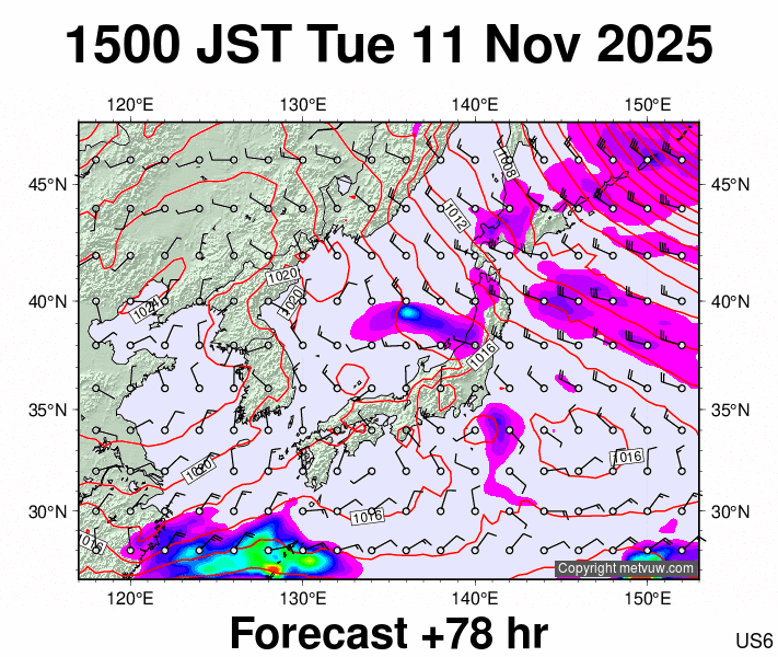 Japan forecast chart for Tuesday, November 11th, 2025 at 6:00 AM