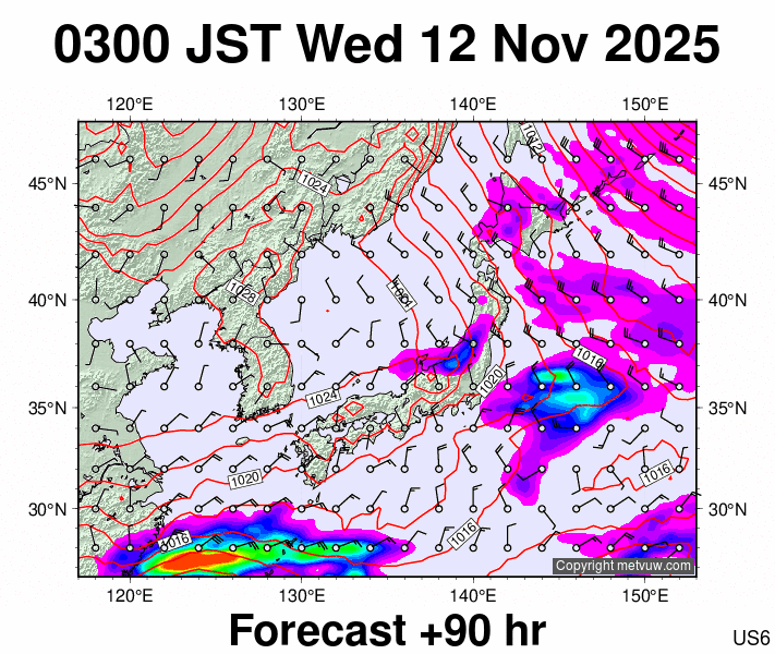 Japan forecast chart for Tuesday, November 11th, 2025 at 6:00 PM