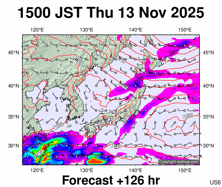 Japan forecast chart for Thursday, November 13th, 2025 at 6:00 AM