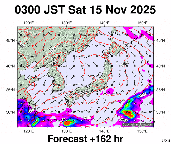 Japan forecast chart for Friday, November 14th, 2025 at 6:00 PM
