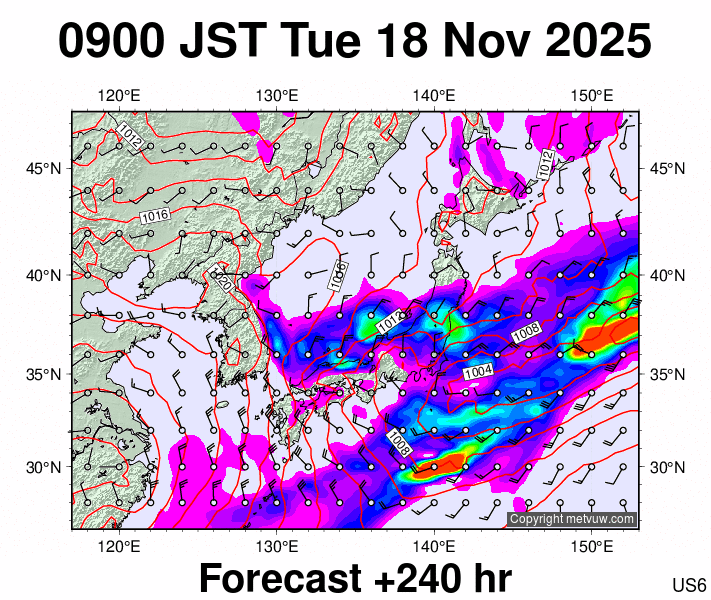 Japan forecast chart for Tuesday, November 18th, 2025 at 12:00 AM