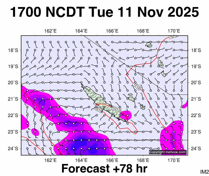 New Caledonia forecast chart for Tuesday, November 11th, 2025 at 6:00 AM