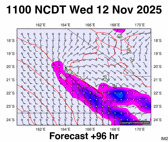 New Caledonia forecast chart for Wednesday, November 12th, 2025 at 12:00 AM