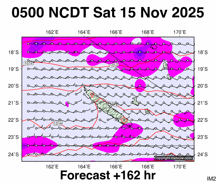 New Caledonia forecast chart for Friday, November 14th, 2025 at 6:00 PM