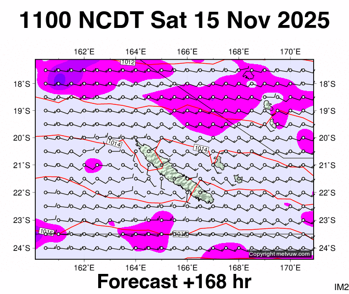 New Caledonia forecast chart for Saturday, November 15th, 2025 at 12:00 AM