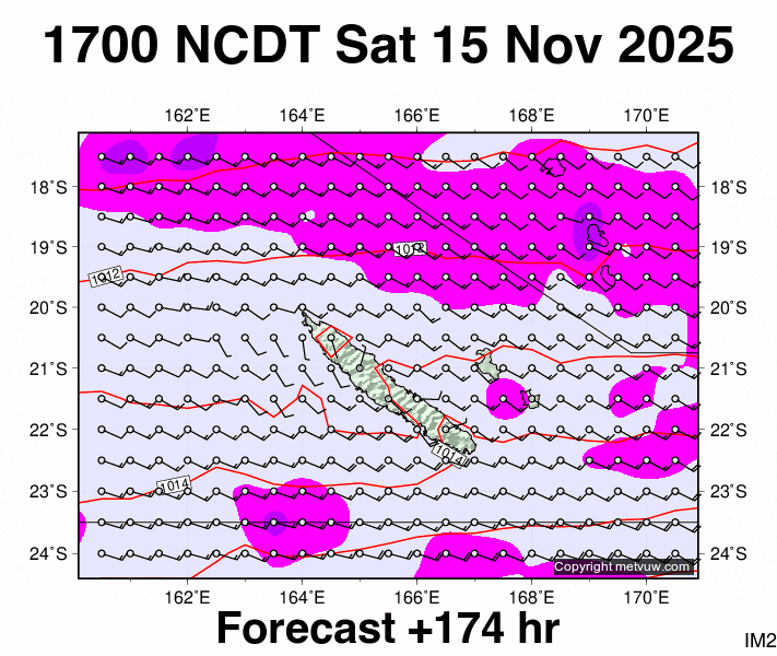 New Caledonia forecast chart for Saturday, November 15th, 2025 at 6:00 AM