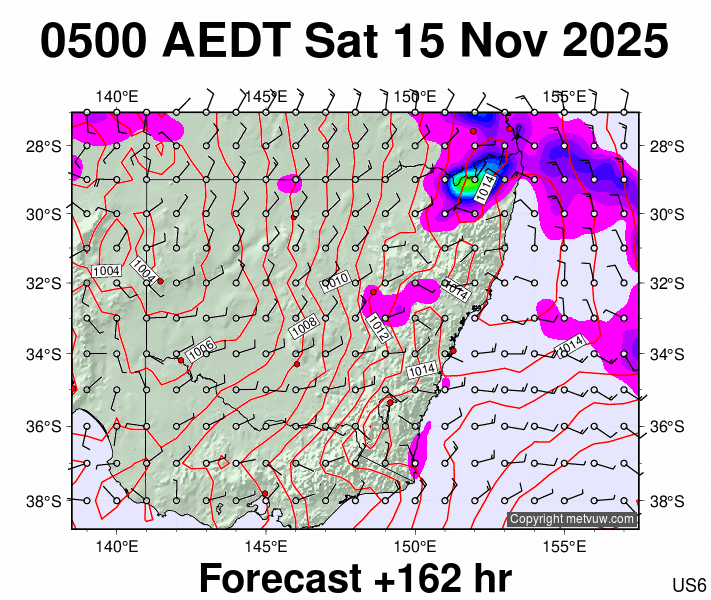 New South Wales forecast chart for Friday, November 14th, 2025 at 6:00 PM