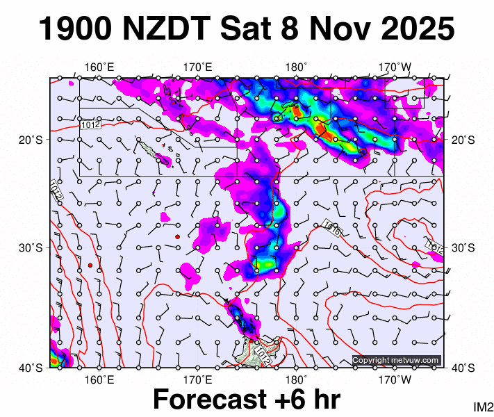 Fiji - NZ forecast chart for Saturday, November 8th, 2025 at 6:00 AM