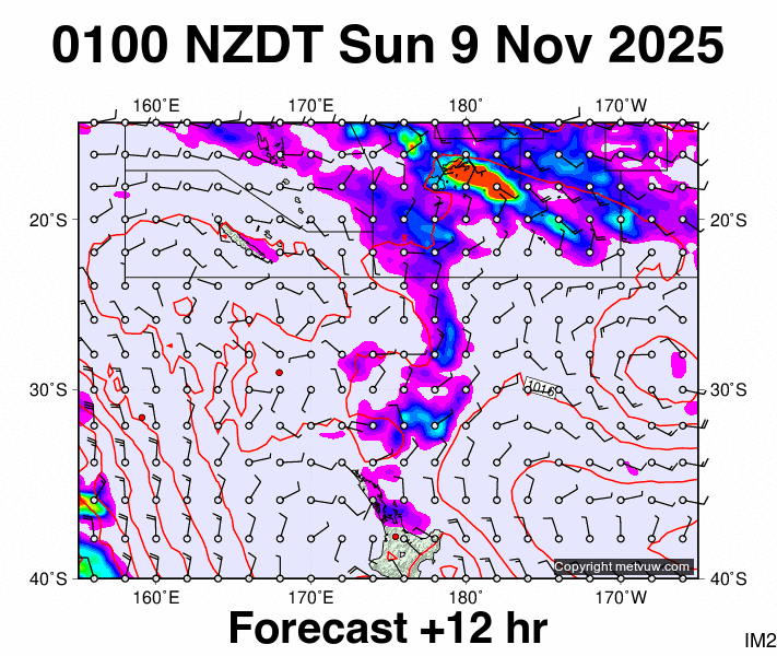 Fiji - NZ forecast chart for Saturday, November 8th, 2025 at 12:00 PM