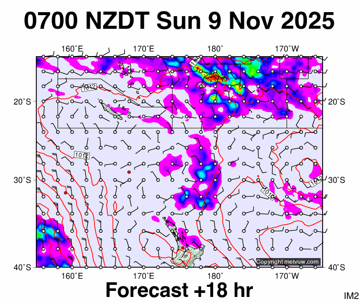 Fiji - NZ forecast chart for Saturday, November 8th, 2025 at 6:00 PM