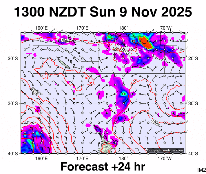 Fiji - NZ forecast chart for Sunday, November 9th, 2025 at 12:00 AM
