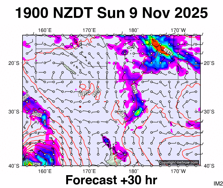 Fiji - NZ forecast chart for Sunday, November 9th, 2025 at 6:00 AM