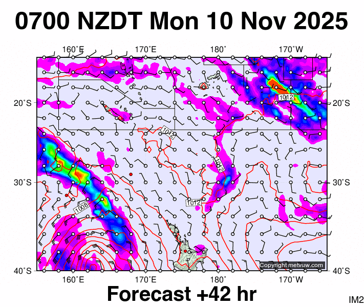 Fiji - NZ forecast chart for Sunday, November 9th, 2025 at 6:00 PM