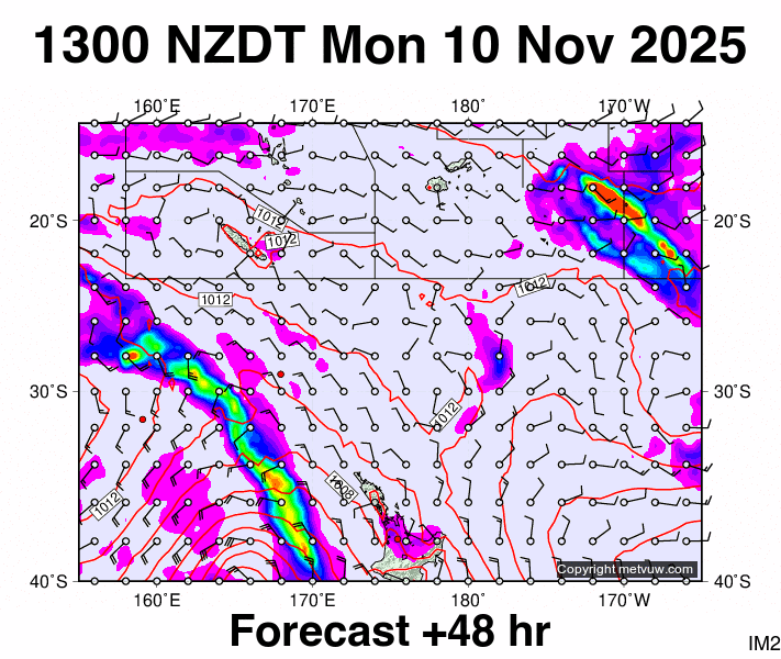 Fiji - NZ forecast chart for Monday, November 10th, 2025 at 12:00 AM