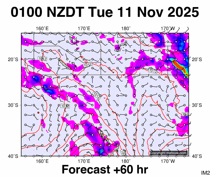 Fiji - NZ forecast chart for Monday, November 10th, 2025 at 12:00 PM