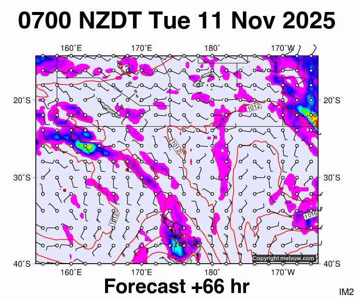 Fiji - NZ forecast chart for Monday, November 10th, 2025 at 6:00 PM