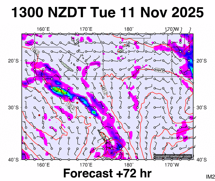 Fiji - NZ forecast chart for Tuesday, November 11th, 2025 at 12:00 AM