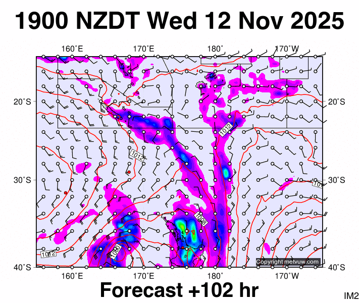 Fiji - NZ forecast chart for Wednesday, November 12th, 2025 at 6:00 AM