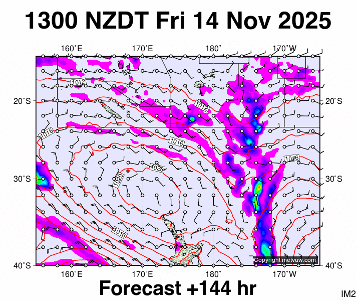 Fiji - NZ forecast chart for Friday, November 14th, 2025 at 12:00 AM
