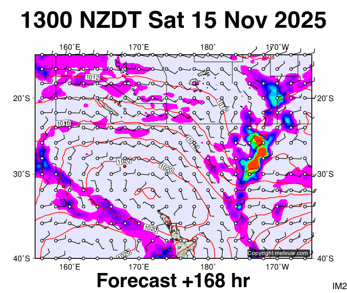 Fiji - NZ forecast chart for Saturday, November 15th, 2025 at 12:00 AM