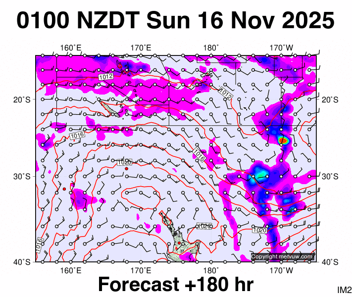 Fiji - NZ forecast chart for Saturday, November 15th, 2025 at 12:00 PM