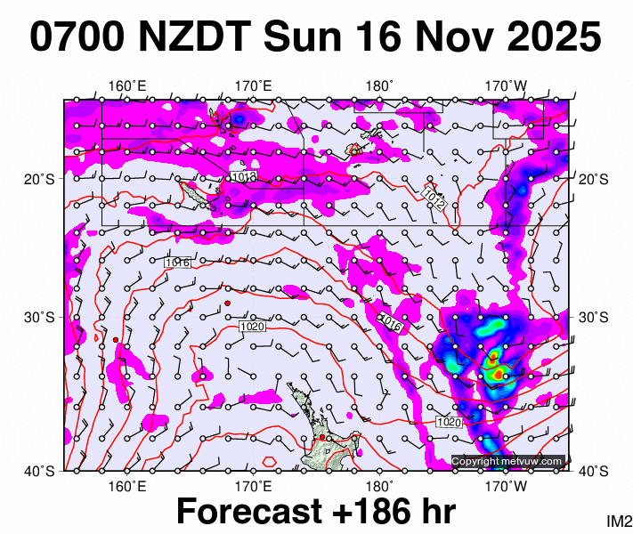 Fiji - NZ forecast chart for Saturday, November 15th, 2025 at 6:00 PM