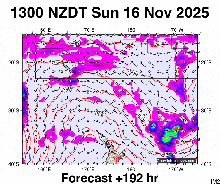 Fiji - NZ forecast chart for Sunday, November 16th, 2025 at 12:00 AM