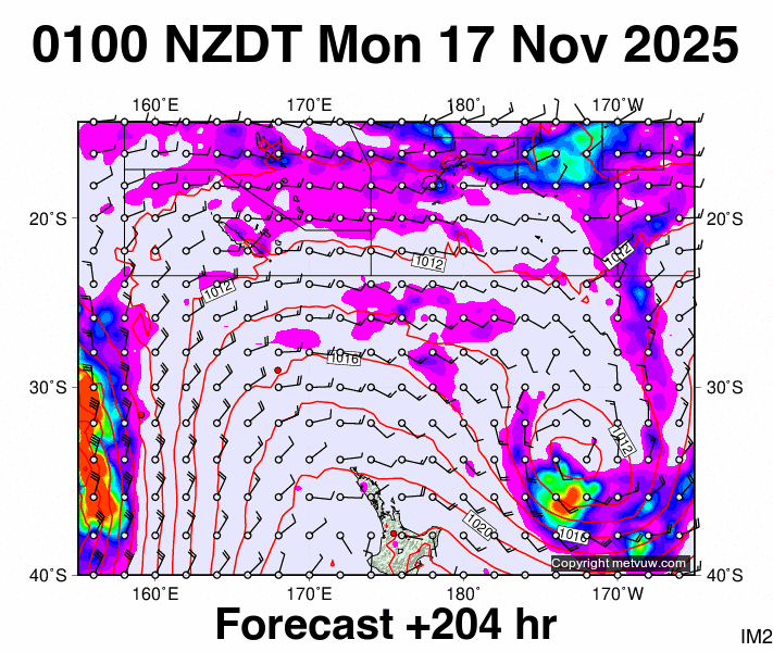 Fiji - NZ forecast chart for Sunday, November 16th, 2025 at 12:00 PM