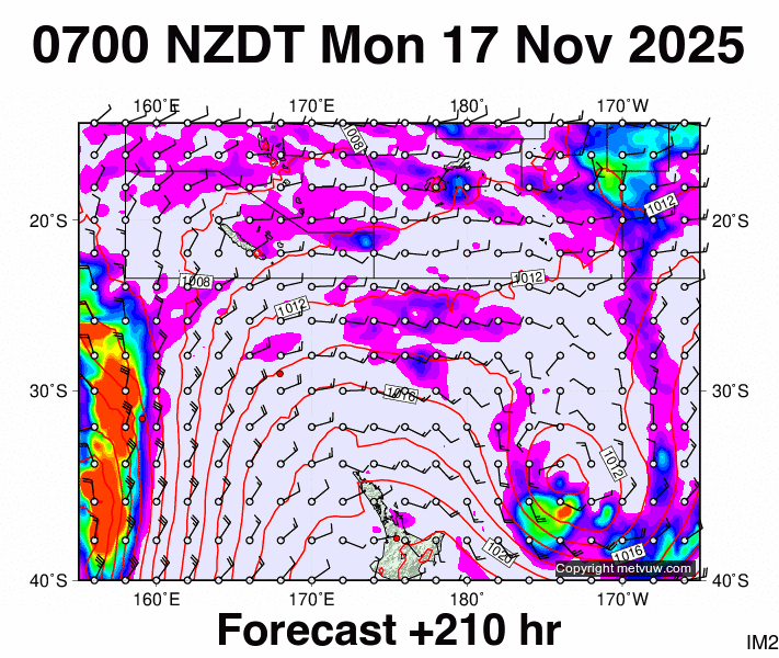 Fiji - NZ forecast chart for Sunday, November 16th, 2025 at 6:00 PM