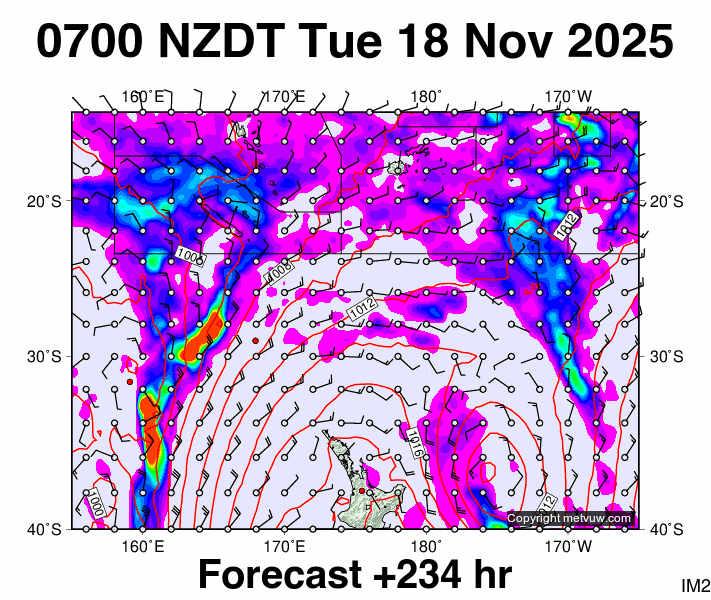Fiji - NZ forecast chart for Monday, November 17th, 2025 at 6:00 PM