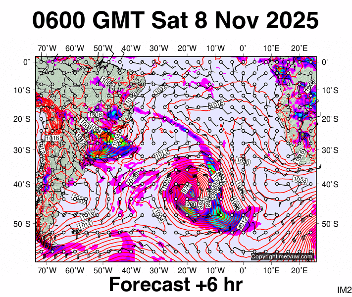 South Atlantic forecast chart for Saturday, November 8th, 2025 at 6:00 AM