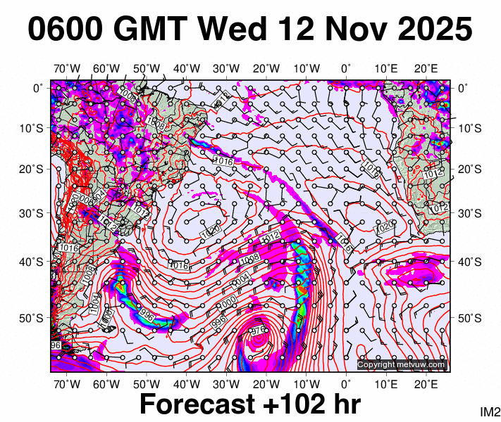 South Atlantic forecast chart for Wednesday, November 12th, 2025 at 6:00 AM