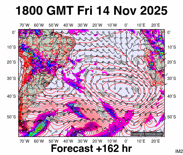 South Atlantic forecast chart for Friday, November 14th, 2025 at 6:00 PM