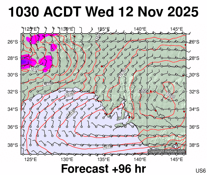 South Australia forecast chart for Wednesday, November 12th, 2025 at 12:00 AM