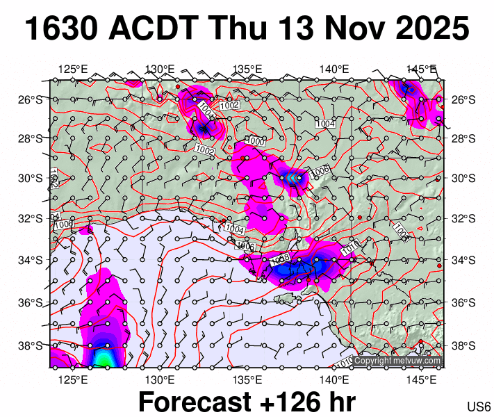South Australia forecast chart for Thursday, November 13th, 2025 at 6:00 AM
