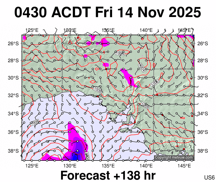 South Australia forecast chart for Thursday, November 13th, 2025 at 6:00 PM