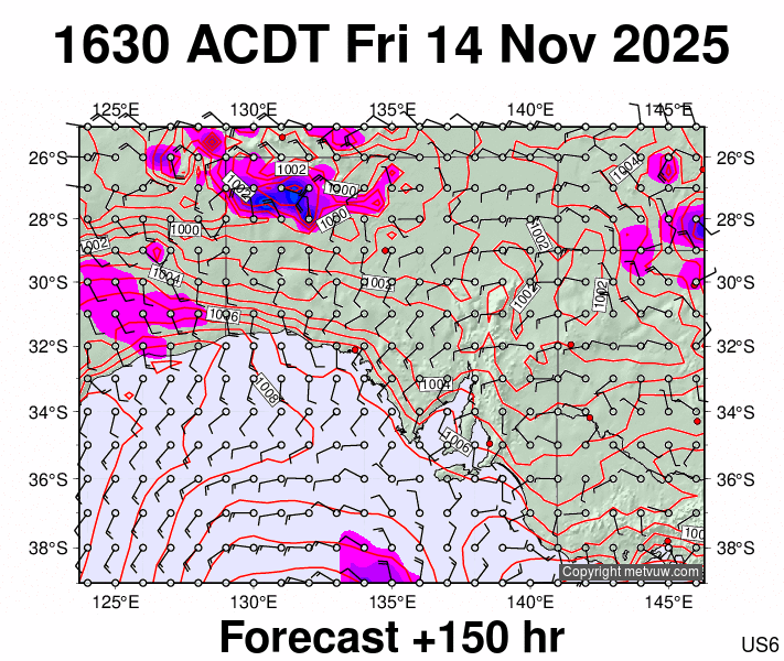 South Australia forecast chart for Friday, November 14th, 2025 at 6:00 AM