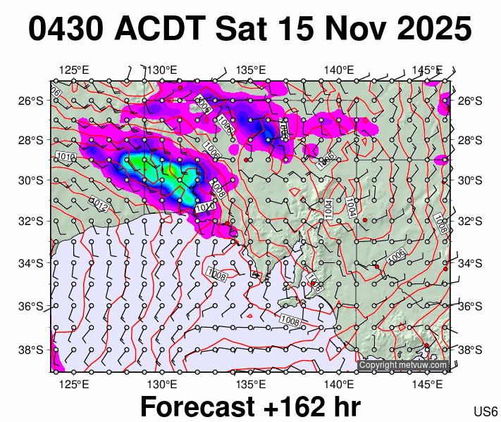 South Australia forecast chart for Friday, November 14th, 2025 at 6:00 PM