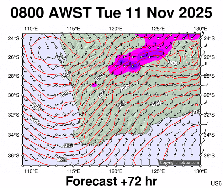 Perth forecast chart for Tuesday, November 11th, 2025 at 12:00 AM